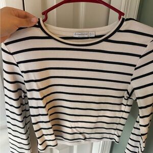 Stradivarius Black and White Striped Long Sleeve Top